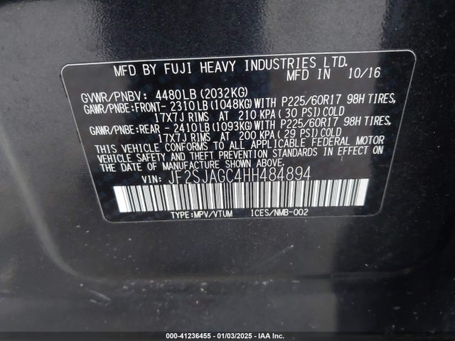 JF2SJAGC4HH484894 Subaru Forester 2.5i Premium