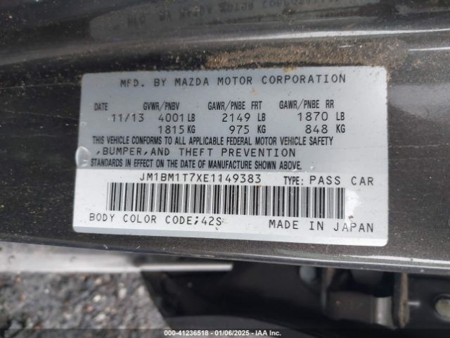JM1BM1T7XE1149383 Mazda Mazda3 I Sv