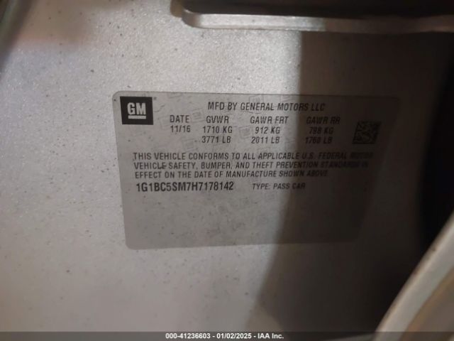 1G1BC5SM7H7178142 Chevrolet Cruze Ls Auto