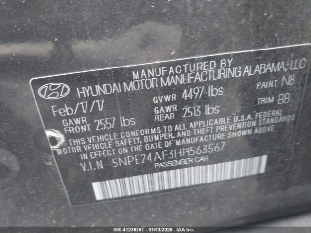 5NPE24AF3HH563567 Hyundai Sonata