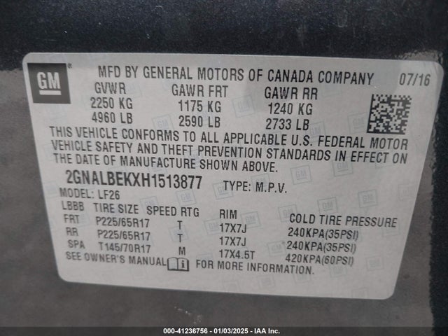 Chevrolet EQUINOX LS 2017 2GNALBEKXH1513877 Image 9