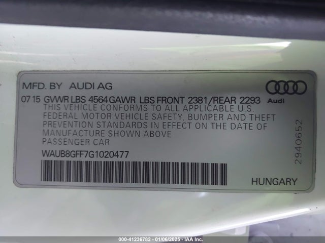 Audi A3 2.0t Premium 2016 WAUB8GFF7G1020477 Image 9