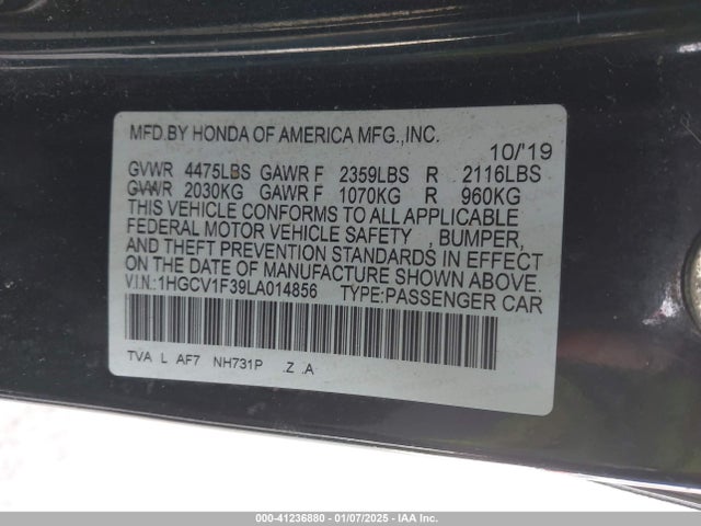 1HGCV1F39LA014856 Honda Accord Sport