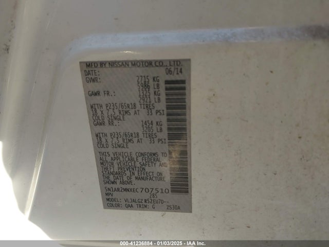 Nissan Pathfinder Sl 2014 5N1AR2MNXEC707510 Image 9