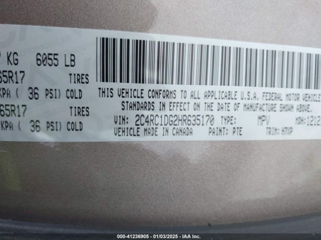 2017 CHRYSLER PACIFICA 2C4RC1DG2HR635170 Photo 8
