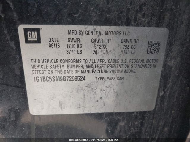1G1BC5SM9G7298524 Chevrolet Cruze Ls Auto