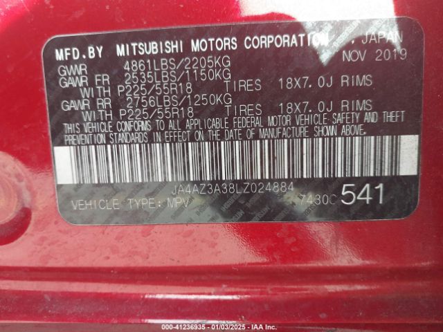 JA4AZ3A38LZ024884 Mitsubishi Outlander Sel 2.4 S-awc