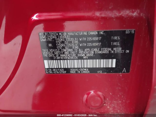 2T3RFREV0FW298326 Toyota Rav4 Xle