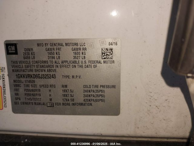 1GKKVRKD6GJ325243 GMC Acadia Slt-1