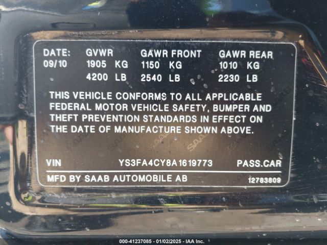 2010 SAAB 9-3 YS3FA4CY8A1619773 Photo 8