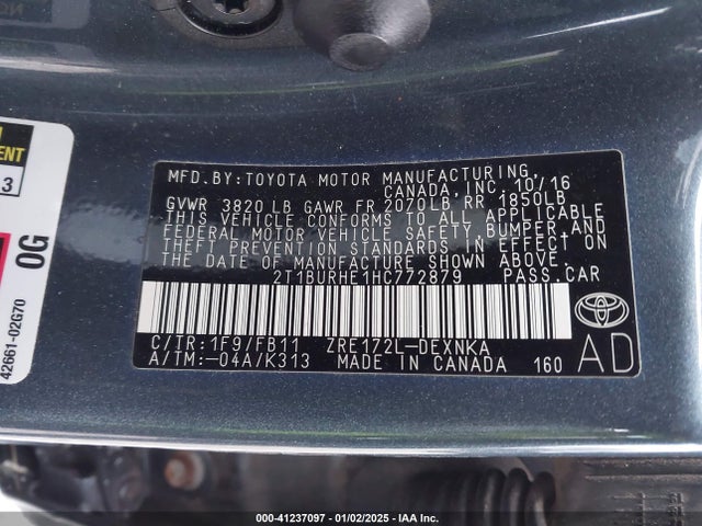 Toyota COROLLA LE 2017 2T1BURHE1HC772879 Image 9