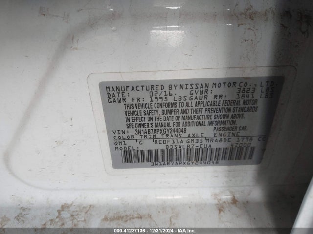 Nissan SENTRA S 2016 3N1AB7APXGY244048 Image 9