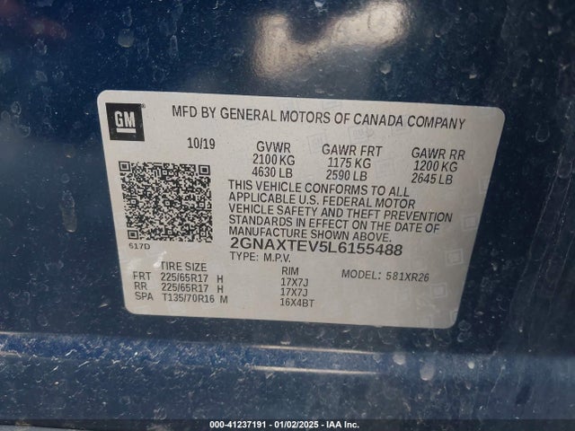 Chevrolet Equinox Awd 2fl 2020 2GNAXTEV5L6155488 Image 9
