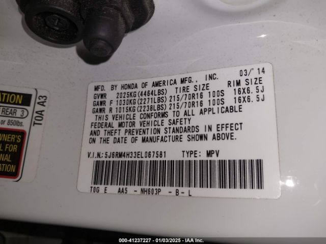 5J6RM4H33EL067581 Honda CR-V LX