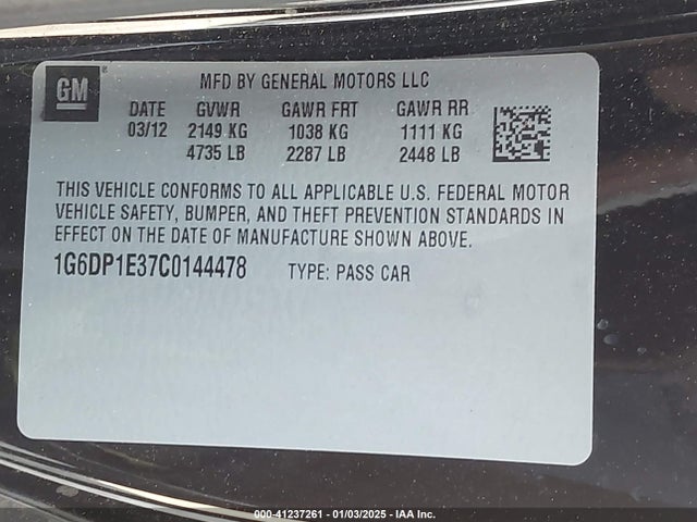 2012 CADILLAC CTS 1G6DP1E37C0144478 Photo 8
