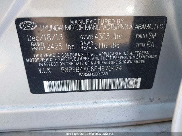 Hyundai SONATA GLS 2014 5NPEB4AC6EH870474 Image 9