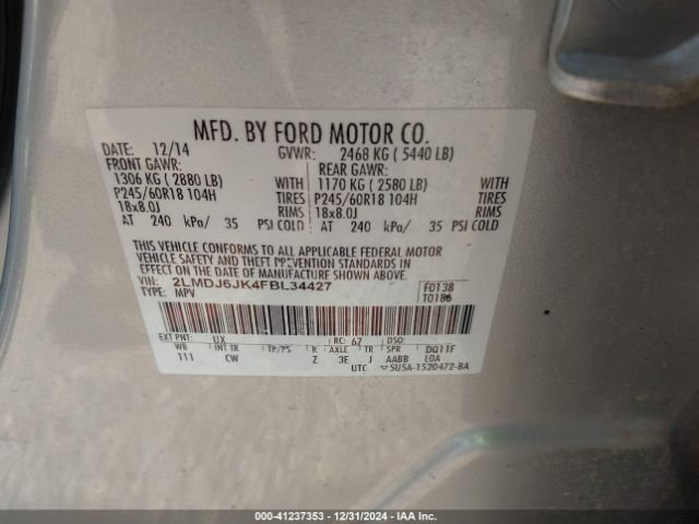 2LMDJ6JK4FBL34427 Lincoln MKX