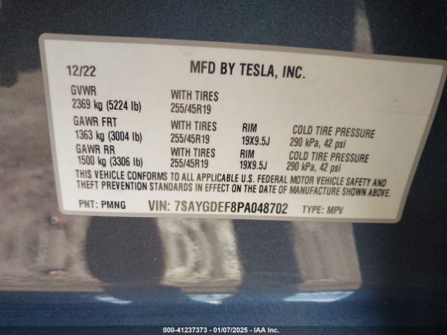 7SAYGDEF8PA048702 Tesla Model Y Performance Dual Motor All-wheel Drive