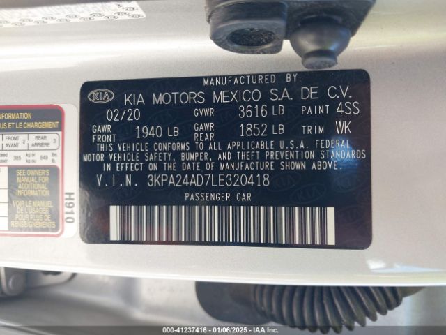3KPA24AD7LE320418 KIA RIO LX