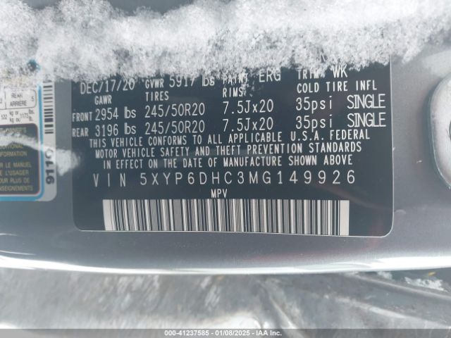 5XYP6DHC3MG149926 KIA Telluride S