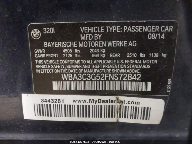 WBA3C3G52FNS72842 BMW 320i Xdrive