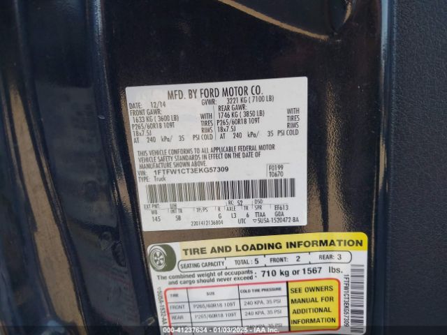1FTFW1CT3EKG57309 Ford F-150 FX2