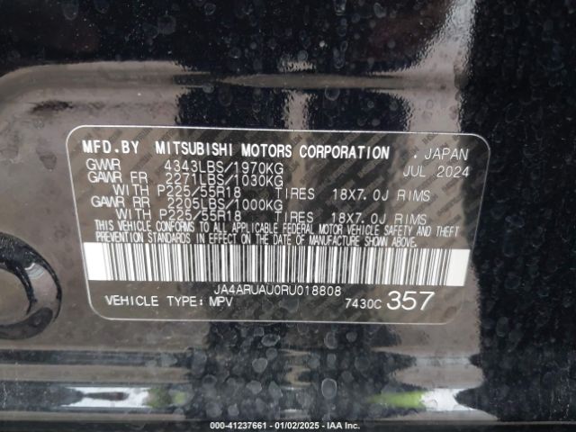 JA4ARUAU0RU018808 Mitsubishi Outlander Sport 2.0 Es Awc/2.0 Le Awc/2.0 Ralliart Awc/2.0 S Awc/2.0 Se Awc