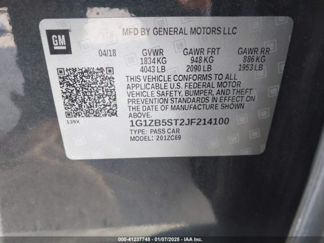 1G1ZB5ST2JF214100 Chevrolet Malibu 1ls
