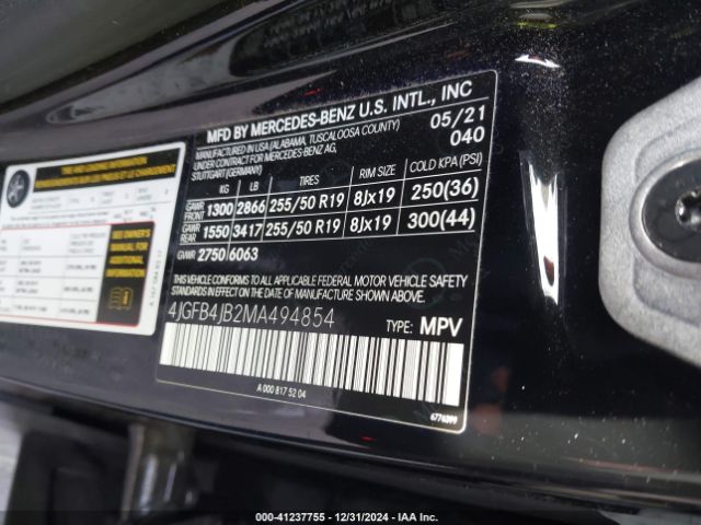 4JGFB4JB2MA494854 Mercedes-Benz GLE 350