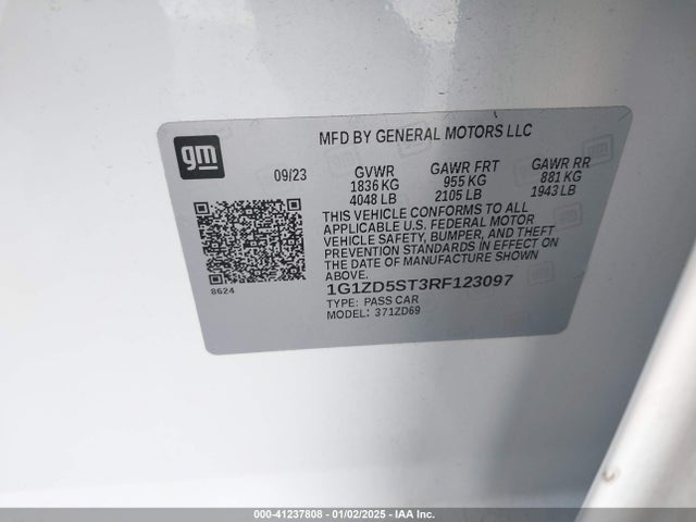 1G1ZD5ST3RF123097 Chevrolet Malibu Fwd 1lt