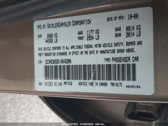 2001 CHRYSLER 300M 2C3AE66G51H543200 Photo 8