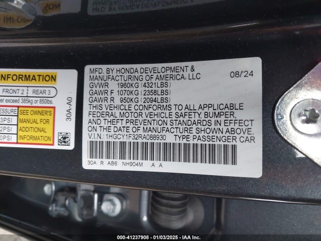 Honda ACCORD EX 2024 1HGCY1F32RA088930 Image 9