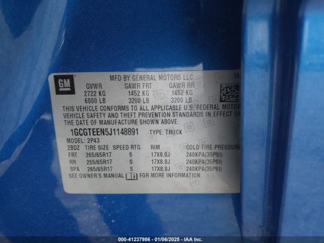 1GCGTEEN5J1148891 Chevrolet Colorado Zr2