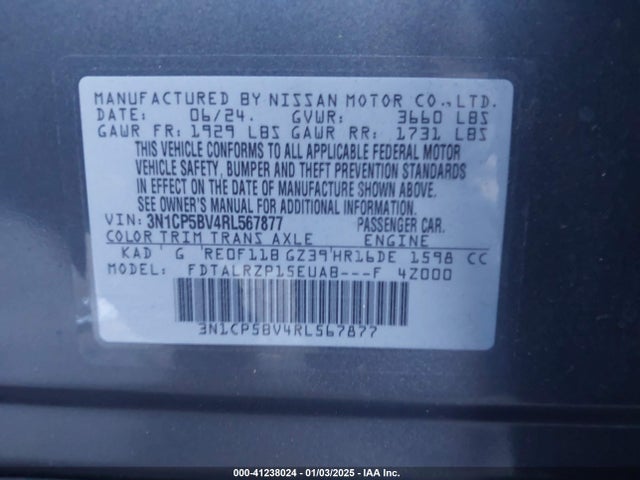 3N1CP5BV4RL567877 Nissan Kicks S Xtronic Cvt