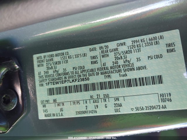 Ford F-150 Xl 2020 1FTEW1EP7LKF23850 Image 9