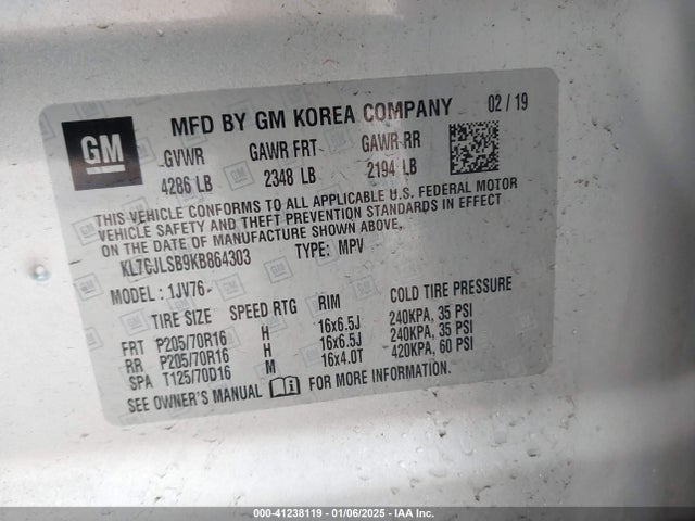 Chevrolet Trax Lt 2019 KL7CJLSB9KB864303 Image 9