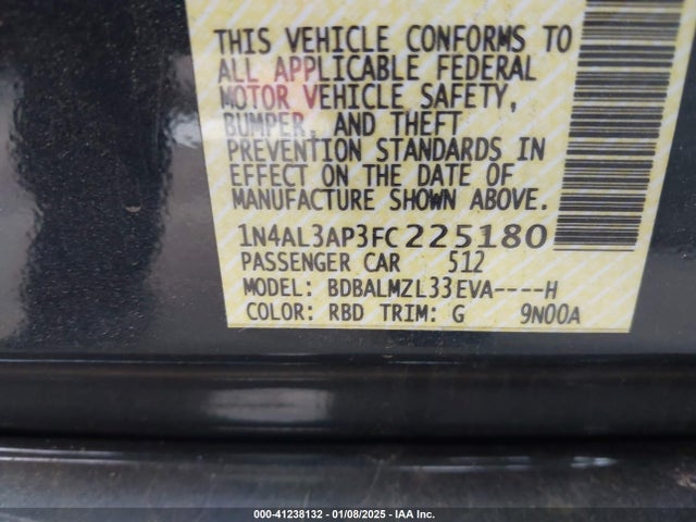 1N4AL3AP3FC225180 Nissan Altima 2.5/s/sv/sl