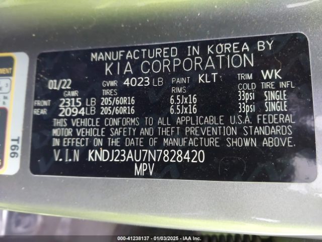 KNDJ23AU7N7828420 KIA SOUL LX