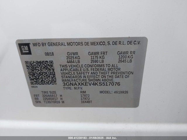 Chevrolet EQUINOX LT 2019 3GNAXKEV4KS517076 Image 9