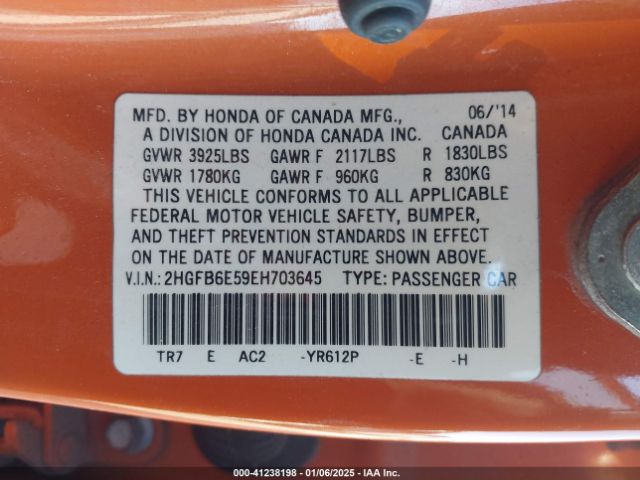 2HGFB6E59EH703645 Honda CIVIC SI