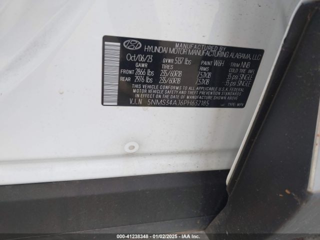 5NMS34AJ6PH632185 Hyundai Santa Fe Sel