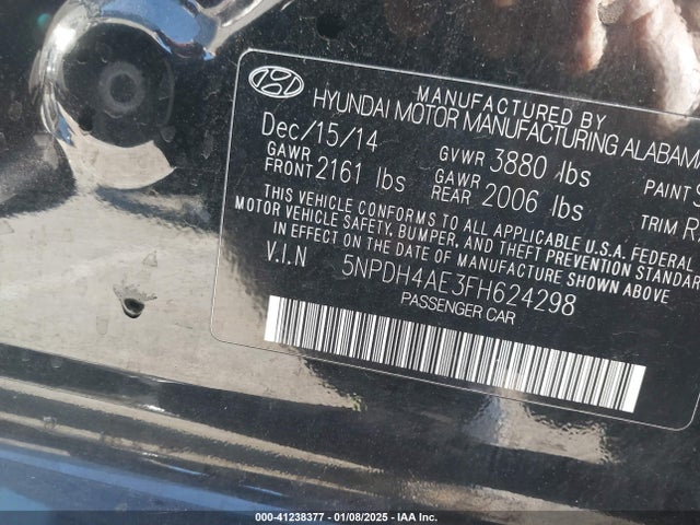 Hyundai ELANTRA SE 2015 5NPDH4AE3FH624298 Image 9