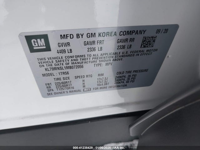 Chevrolet Trailblazer Awd Ls 2021 KL79MNSL1MB072056 Image 9
