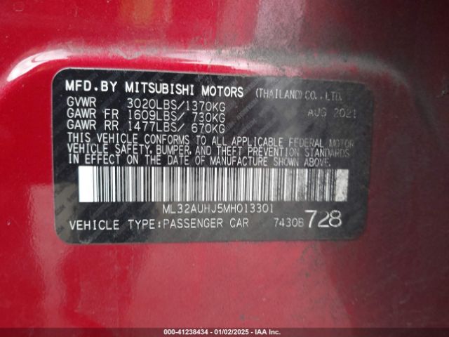 ML32AUHJ5MH013301 Mitsubishi Mirage Carbonite Edition/es/le