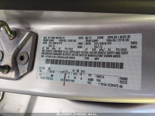 1FMCU0JX8GUA51855 Ford Escape Titanium