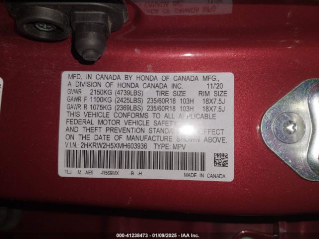 2HKRW2H5XMH603936 Honda Cr-v Awd Ex