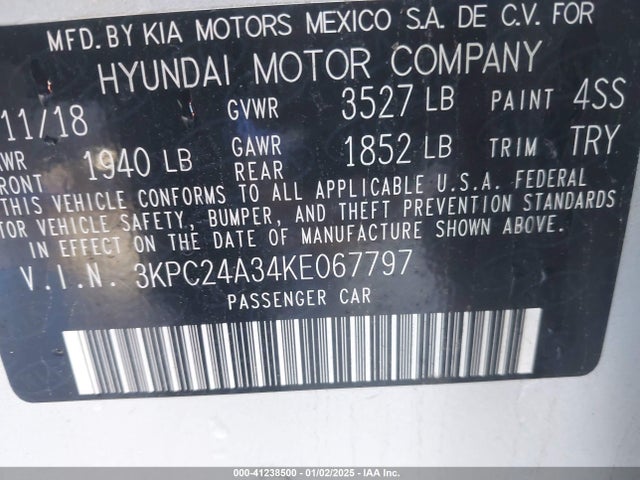 Hyundai ACCENT SE 2019 3KPC24A34KE067797 Image 9