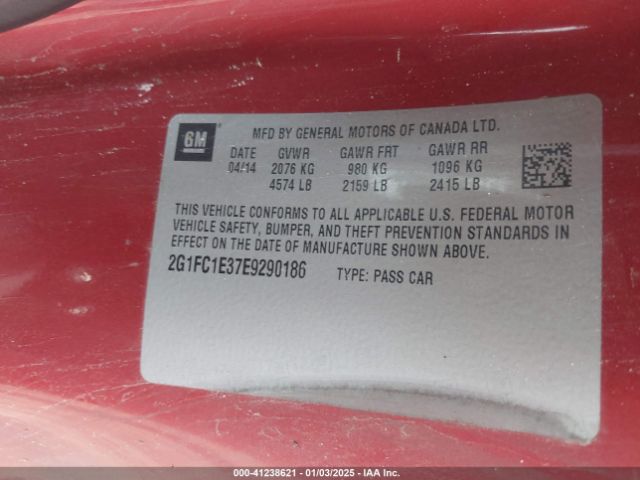 2G1FC1E37E9290186 Chevrolet Camaro 2lt