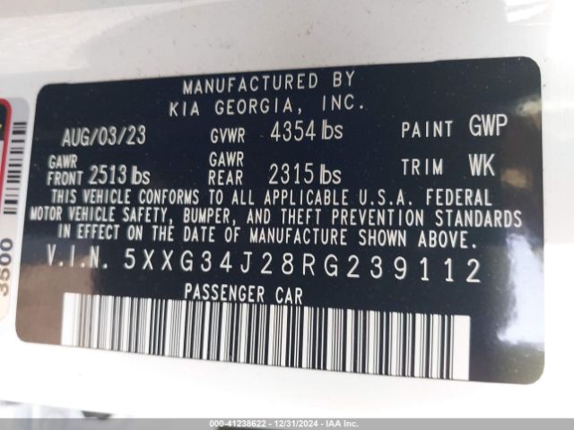 5XXG34J28RG239112 KIA K5 EX