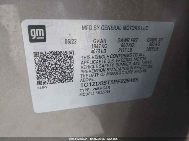 1G1ZD5ST5PF226485 Chevrolet Malibu Fwd 1lt